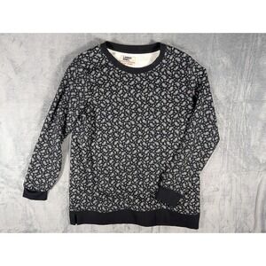 Lands' End Women's Serious Sweats Paisley Print Crewneck Sweatshirt Navy M